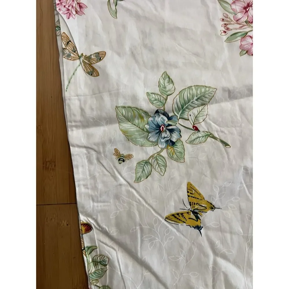 Butterfly Meadow Full Duvet Cover Natural Botanical 100% Cotton Floral Garden